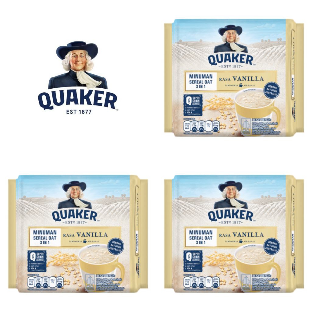

Quaker Oats 3 in 1 Minuman Sereal Rasa Vanila Bag 8 x 28 Gr