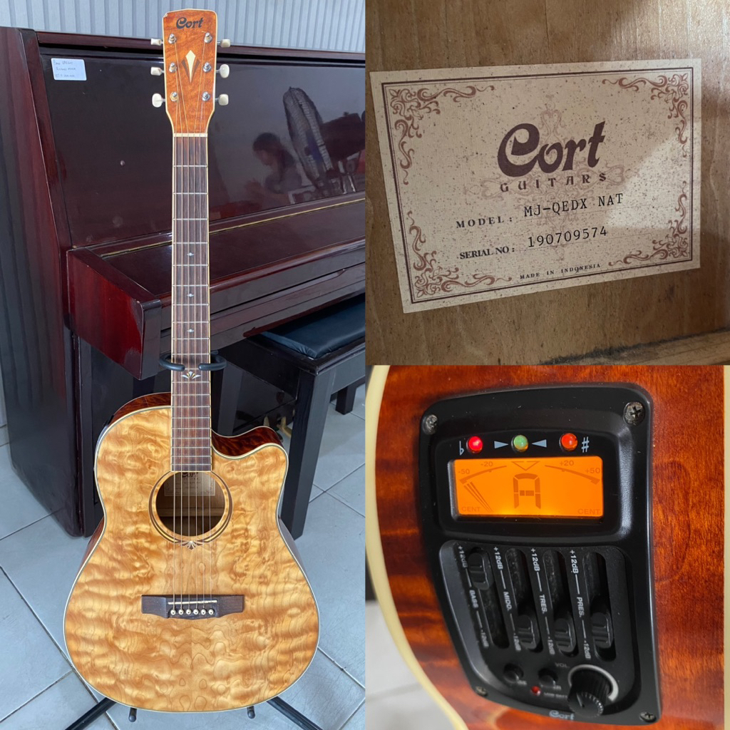 GITAR SECOND ORIGINAL AKUSTIK ELEKTRIK CORT MJ QEDX NAT