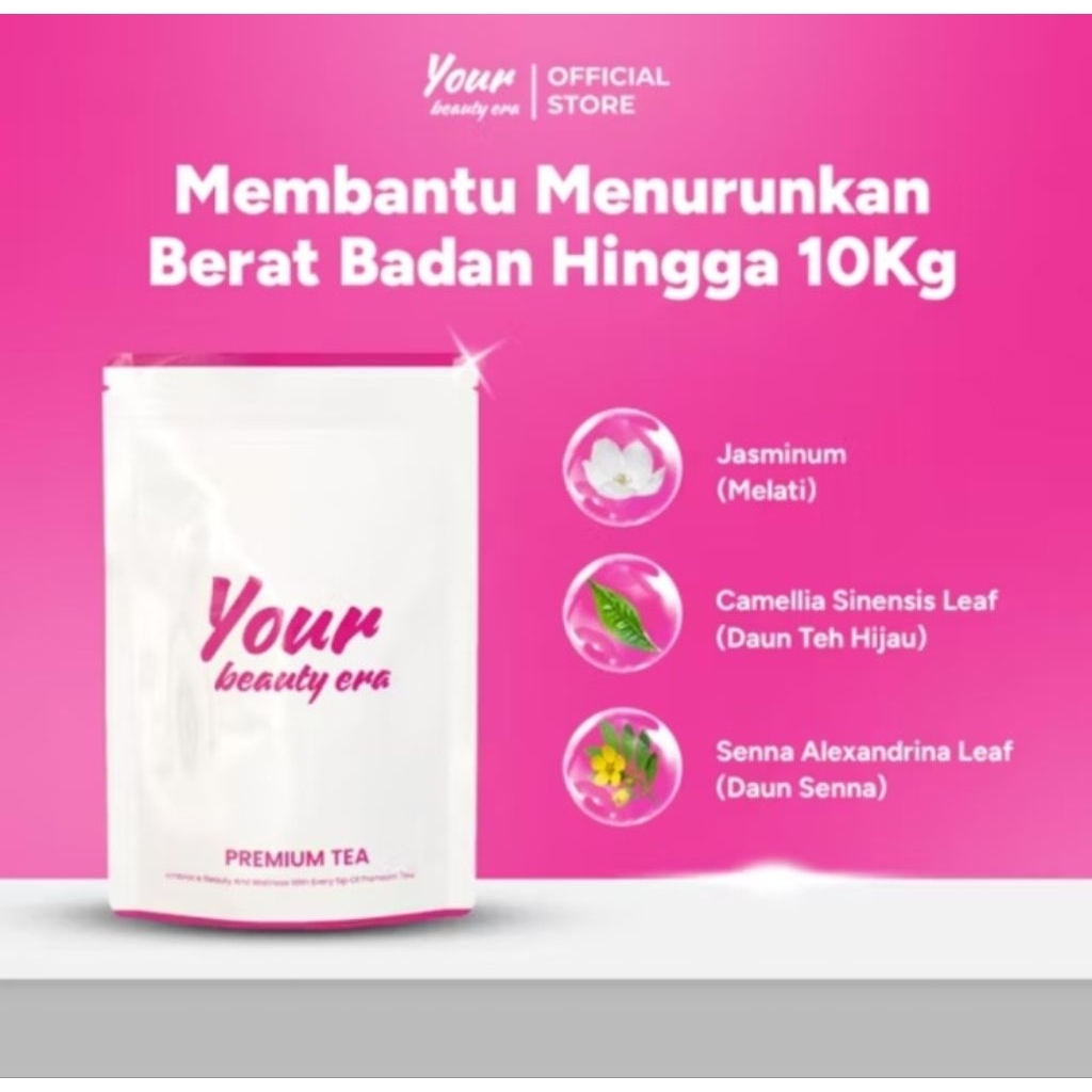 Your Beauty Era - 1 Pouch Isi 20 Tea Bag | Teh Pelangsing Herbal | Teh hijau | Teh detox Teh Diet Pe