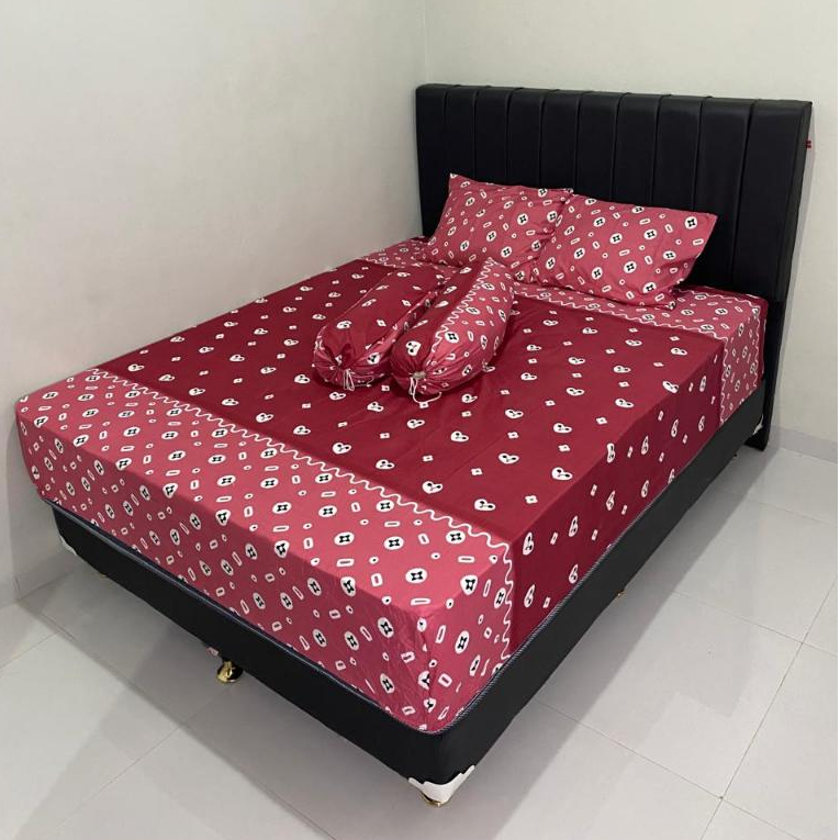 Sprei Jumputan Merah Bata
