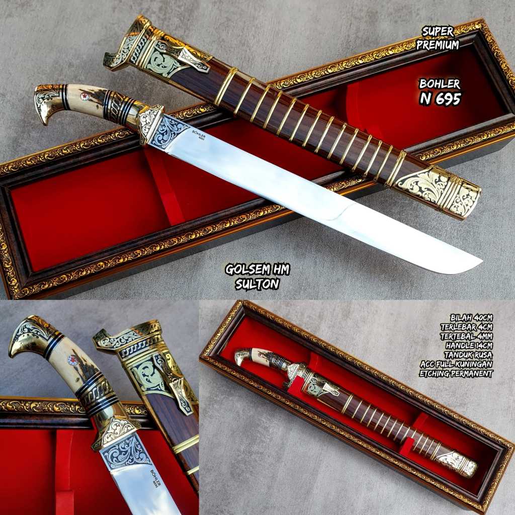Pisau sembelih baja bohler n695 super premium siap pakai
