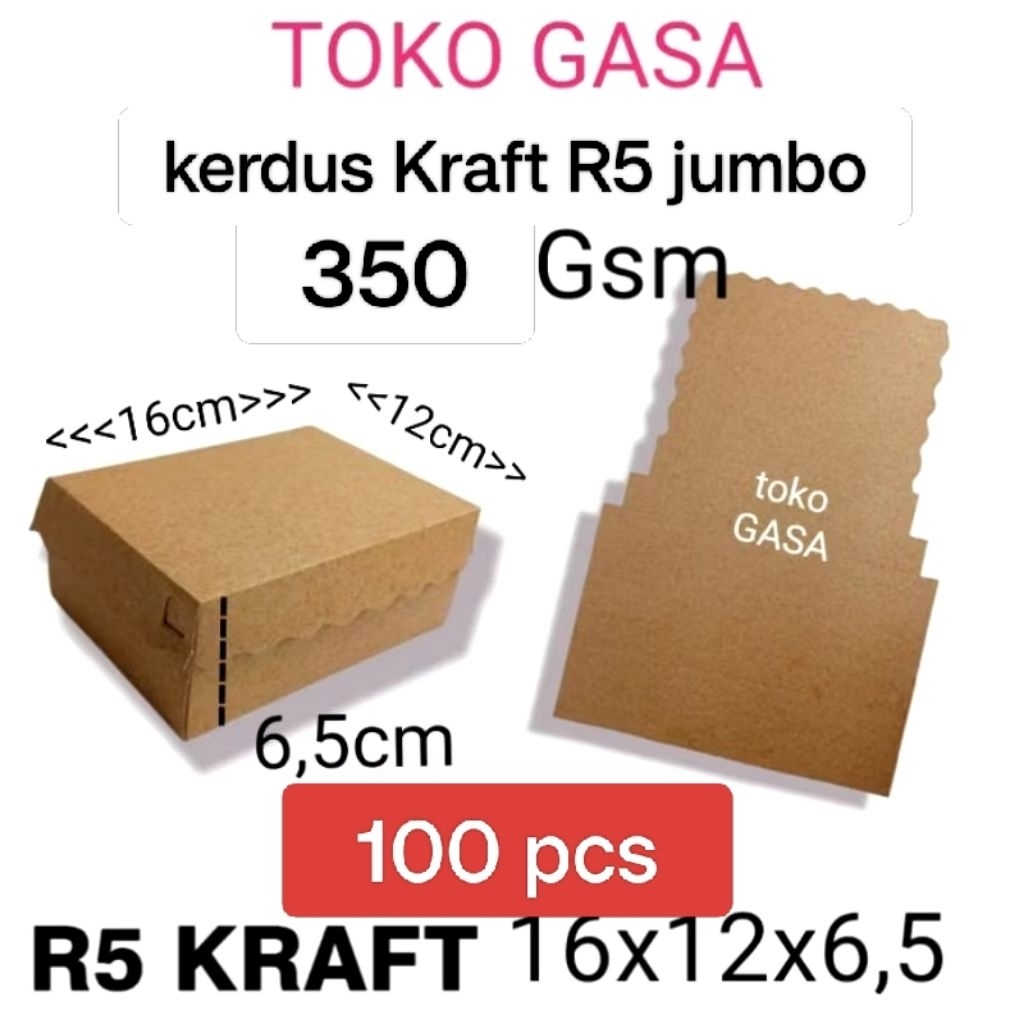 

100pcs BOX KRAFT R5 kerdus dos dus jajan coklat tebal/Kotak dus coklat kue snak roti R5 jumbo/Dus Packing/dus souvenir