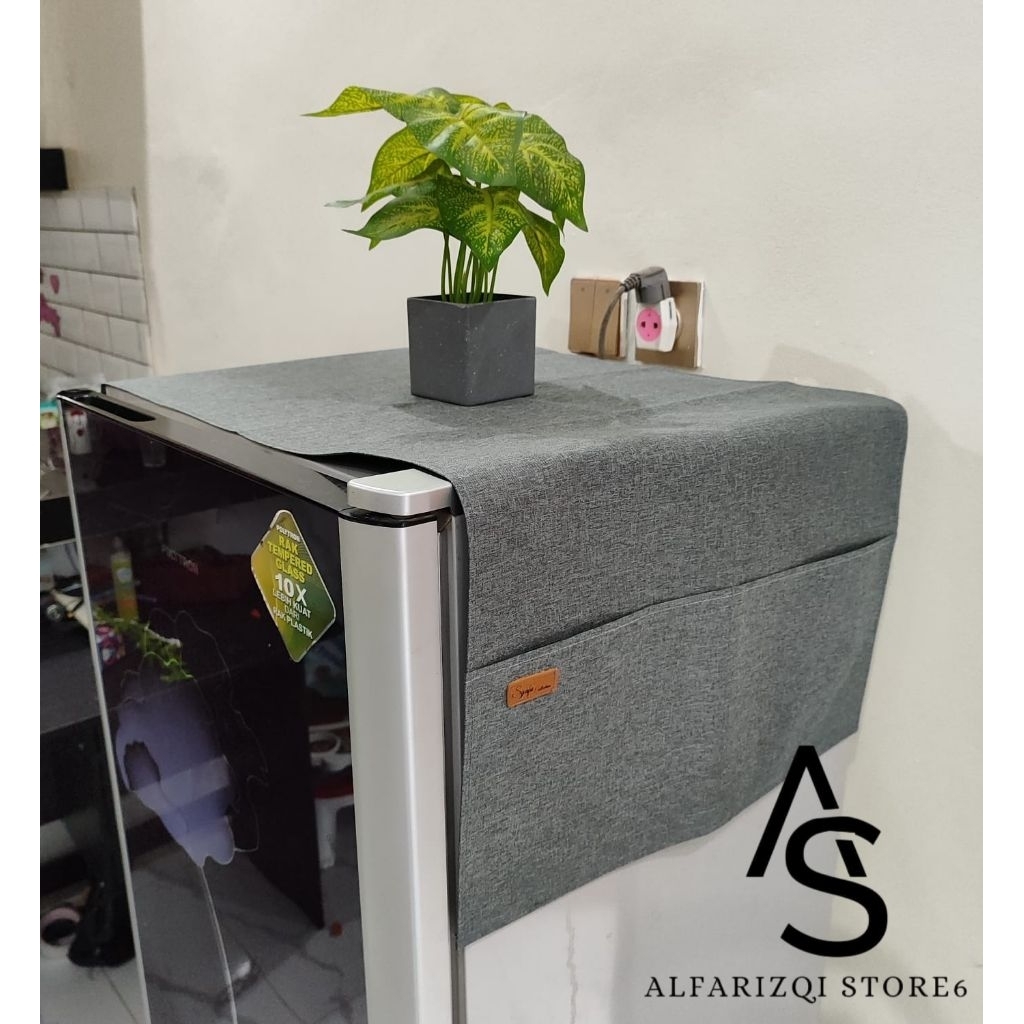 TAPLAK KULKAS DENIM AESTETIC UKURAN 115X47 CM / TUTUP KULKAS DENIM POLOS /COVER KULKAS MINIMALIS
