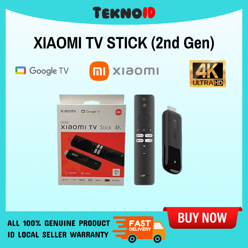 Xiaomi TV Stick 4K Generasi 2 | Streaming 4K UHD | Android TV 11 | Chromecast | 100% Original |