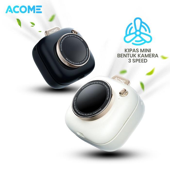 ACOME Mini Fan Desain Kamera Portable Kipas Angin Mode Senyap 3 Mode Kecepatan AF002 Original