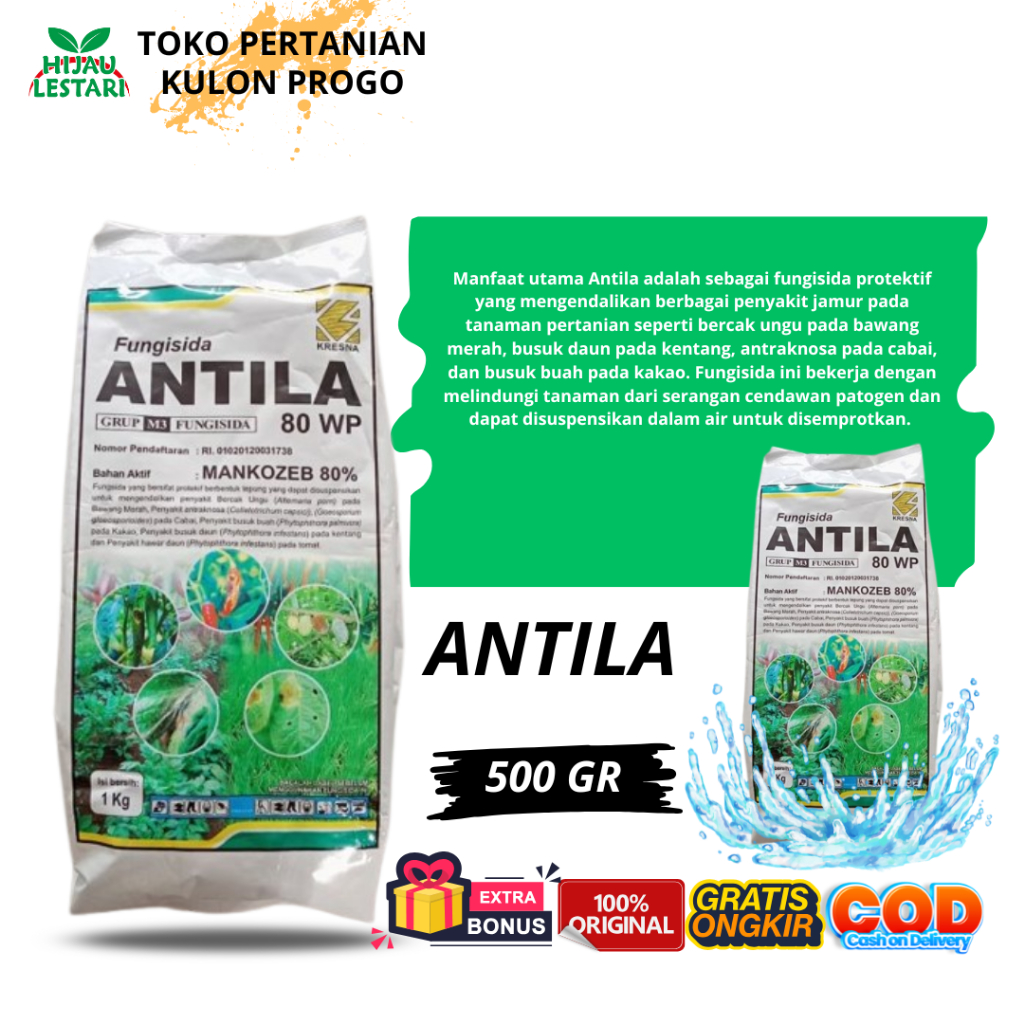 Fungisida ANTILA 80WP 500gr.Obat semprot tanaman-Anti Busuk Buah dan Anti busuk Daun/Obat cabai