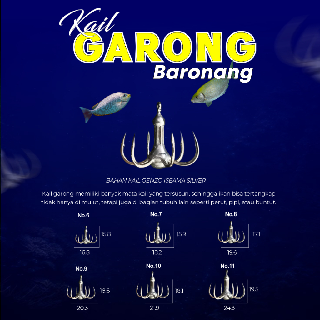 Kail Garong Baronang Tajam Mata 6 Warna Silver Genzo Iseama