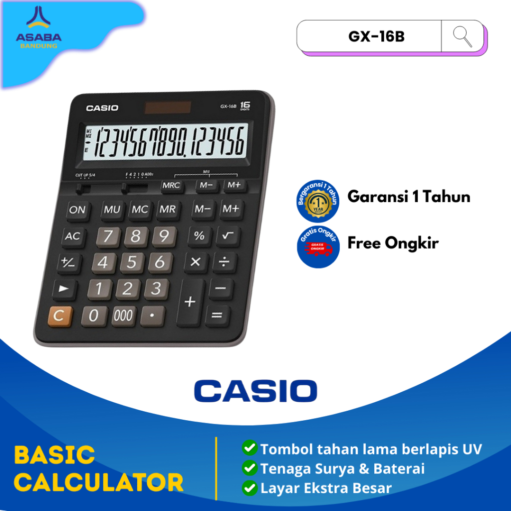 

Asaba Bandung - Casio GX-16B - Kalkulator Toko/ Dagang - 16 digit