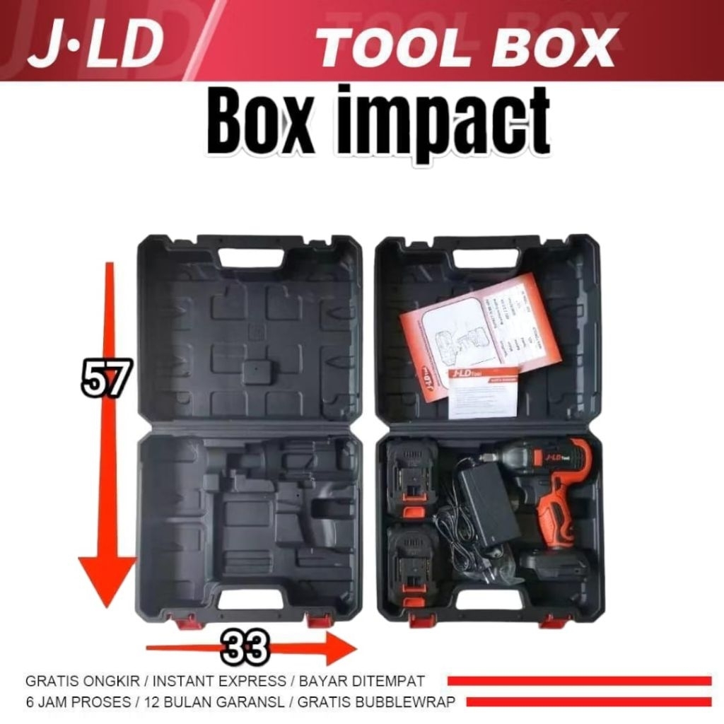 Koper box tools J.LD TOOL Bor impact Wrench dan Bor cordless baterai 12v/32v/36v/48v/68v/88v/98v/168