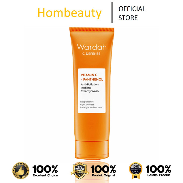 [KEMASAN BARU] WARDAH C-Defense Vitamin C Panthenol Anti Pollution Radiant Creamy Wash 60ml / 100ml 