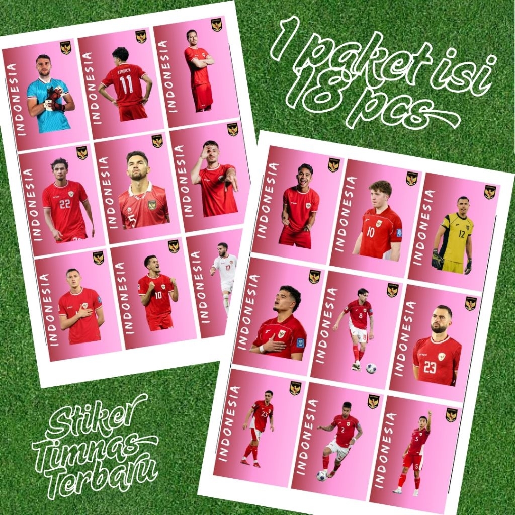

Stiker Pemain Timnas Indonesia Terbaru 18 pcs Squad Lengkap 2025