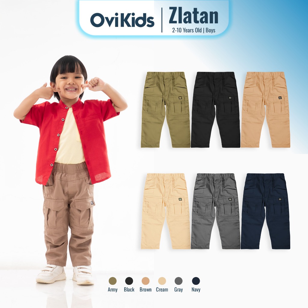 OVIKIDS Zlatan - Cargo Anak Laki Laki Celana Panjang Anak Laki Laki 2-10 Tahun