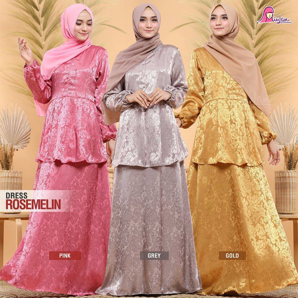 MIULAN Dress Rosemelin Miulan - Baju Panjang Muslimah Cantik Satin Allsize
