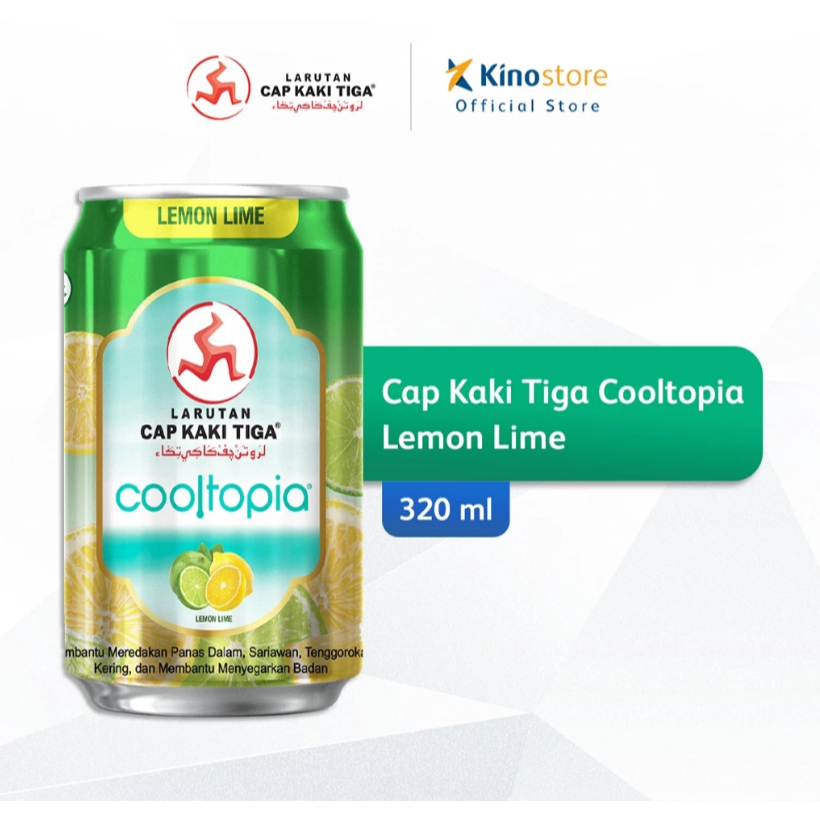 

Larutan Cap Kaki Tiga Cooltopia Rasa Lemon Lime Kemasan 320 ml - Kaleng