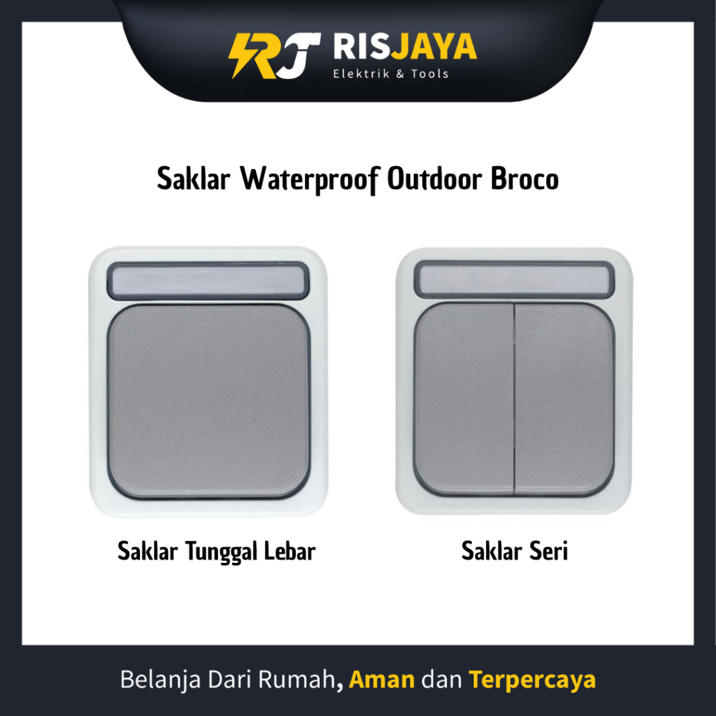 Saklar Outdoor Waterproof Broco Saklar Seri Saklar Tunggal Lebar Outdoor Broco