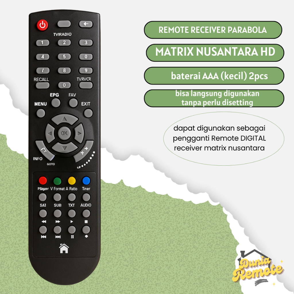 Remot Remote Receiver Parabola TV RADIO Tanaka Nusantara TN-01 4K HD / Transvision Nusantara HD KU