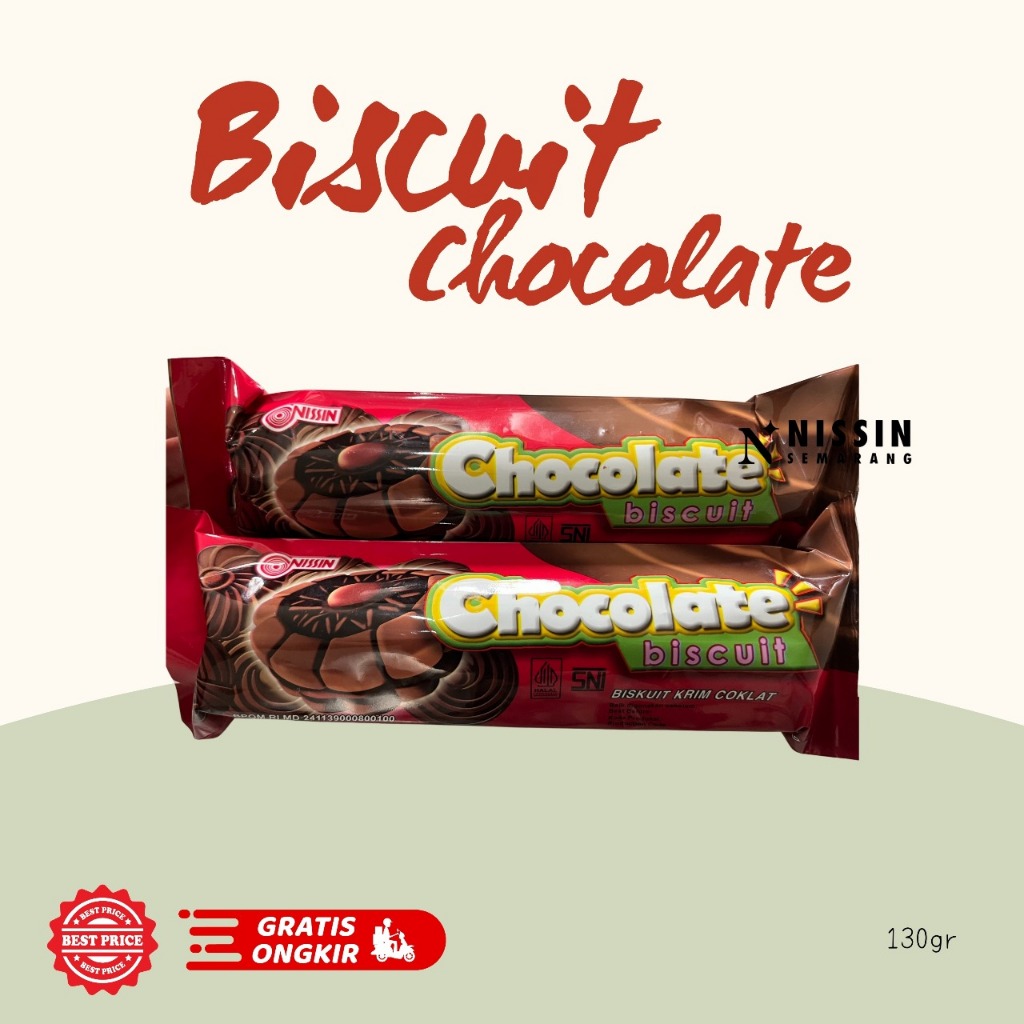 

Nissin Chocolate Biscuit 130gr Nissin Biskuit Krim Coklat 130gr