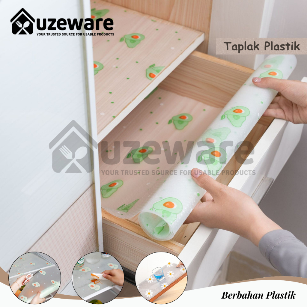 Uzeware Taplak Plastik Serbaguna – Alas Meja Motif Buah-Buahan Anti Minyak