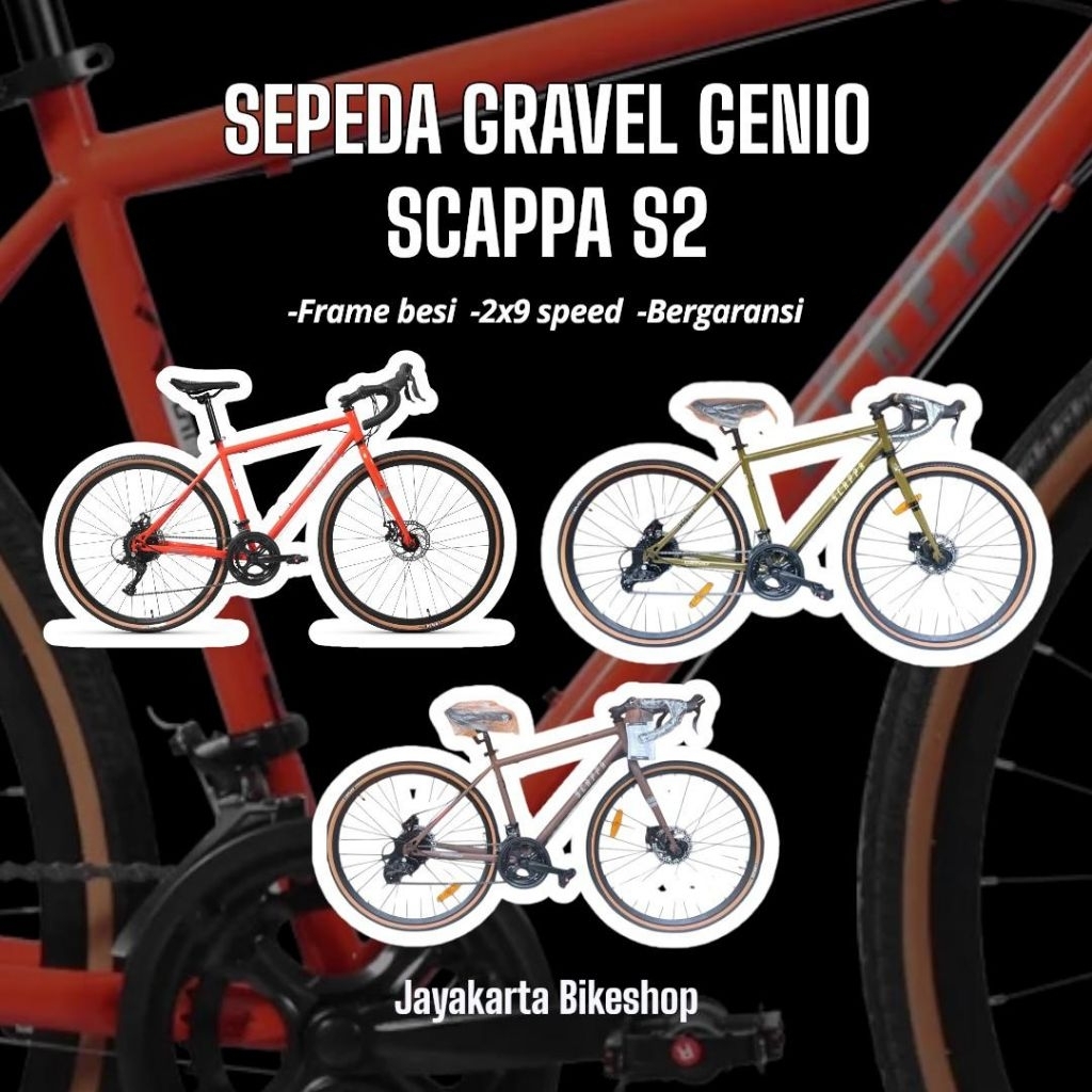 SEPEDA GRAVEL 700C | ROAD HYBRID GENIO SCAPPA S2 | SEPEDA DEWASA | GRAVEL BIKE ORIGINAL DAN BERGARAN