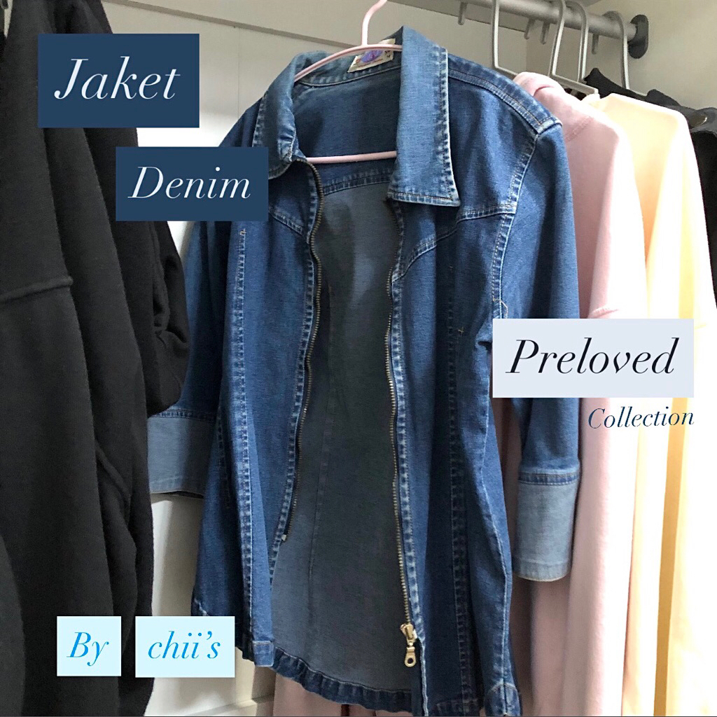 JAKET DENIM WANITA JAKET AKO JEANS JAKET DENIM KERAH OLD JAKET  -Preloved