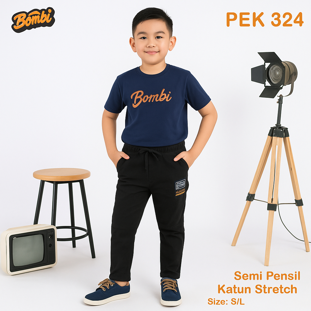 Celana Panjang Anak Merk BOMBI Semi Pensil Hitam