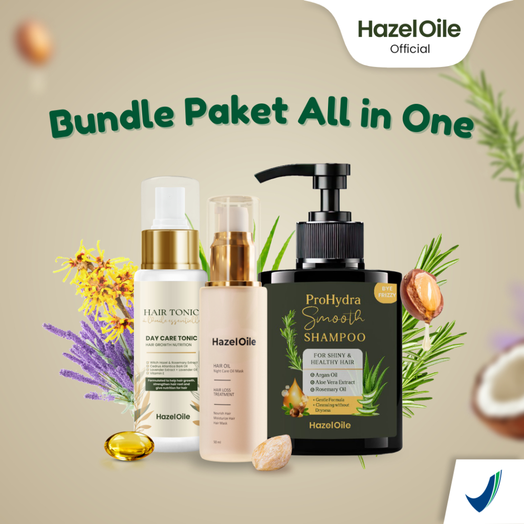 HazelOile Promo Paket All In One (PSS + DCT + NCOM) Lengkap Perawatan Rambut Rontok Botak Pitak