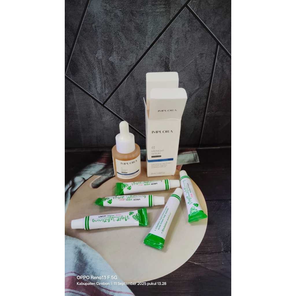 Penghilang Flek ( Serum implora  midnight 20ml + Salep Night Whitening Liz Skincare ) -Serum Penghil