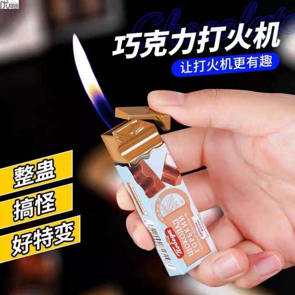 Korek api unik bentuk coklat isi ulang gas api lilin jm130