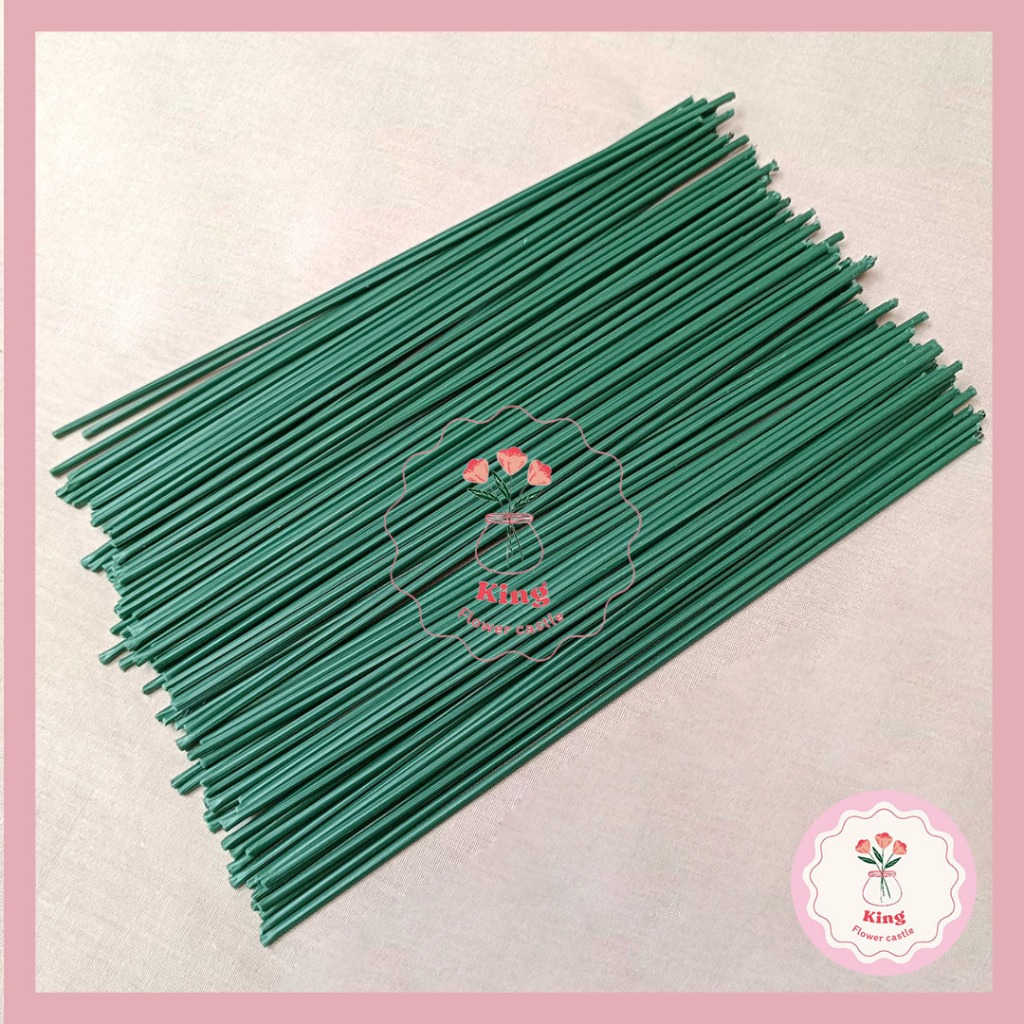 Floral wire Tangkai Bunga Kawat Hijau Panjang 20cm Tangkai Bunga Plastik Dekorasi Wedding