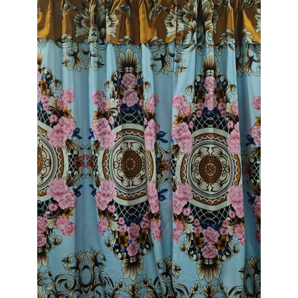 hordeng pintu atau jendela motif sultan biru muda batik 70x200cm