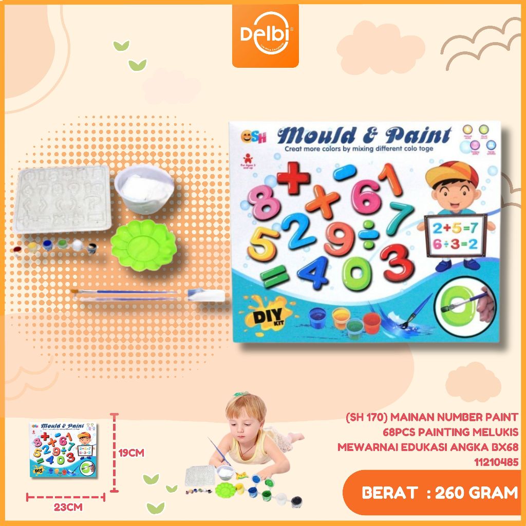 Mainan Mencetak Dan Mewarnai Angka Matematika / Mold And Paint Number SH170 MAINAN NUMBER PAINT (SH 