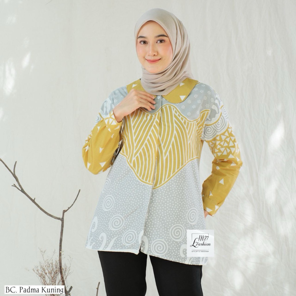 Blouse Batik Kerah Kupu Baju Batik Wanita Modern Atasan Blouse Outer Wanita Batik Kerja Kantor Katun