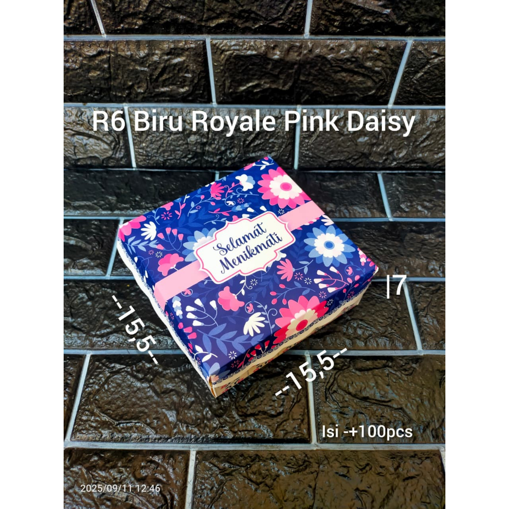 Dus Kue R3, R5, R6 Motif Biru Royal Pink Daisy / Box Kue Motif PER PACK