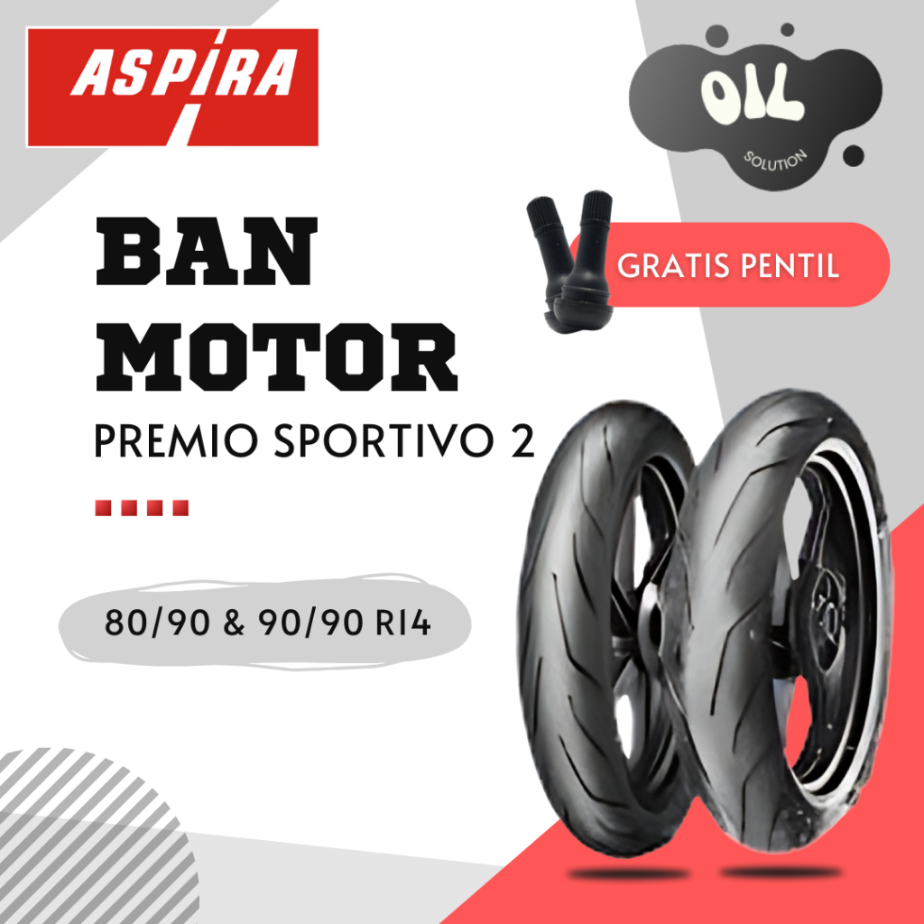 {PAKET SEPASANG} Ban Motor Aspira Premio Sportivo 2 80/90-14 & 90/90-14 Tubeless - Ban Motor Aspira 