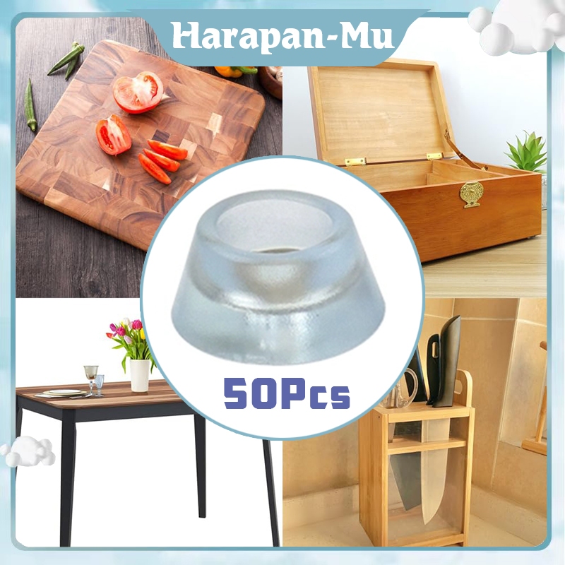 50Pcs Karet Kaki Untuk Kursi Meja Bulat / Meja Sofa Pengganjal Karet / Kaki Karet Bulat Clear Bening