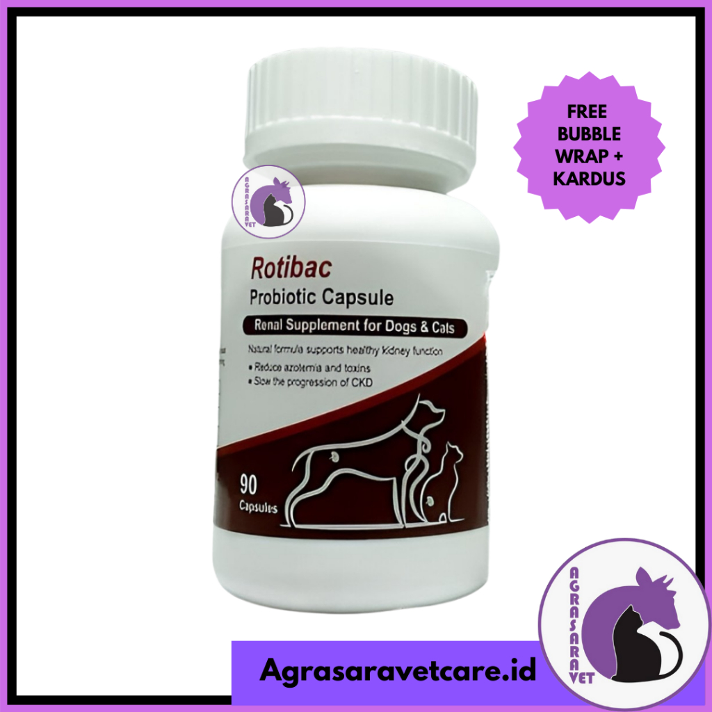 Rotibac Probiotic Kapsul Suplemen Renal / Kidney / Ginjal Kucing Anjing (1 Botol 90 Kapsul)
