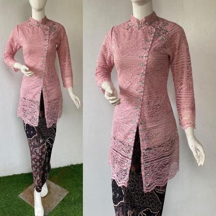 Kebaya Wisuda Payet Rose Gold/Setelan kebayaTunik Brokat/Kebaya Tunik Syafira