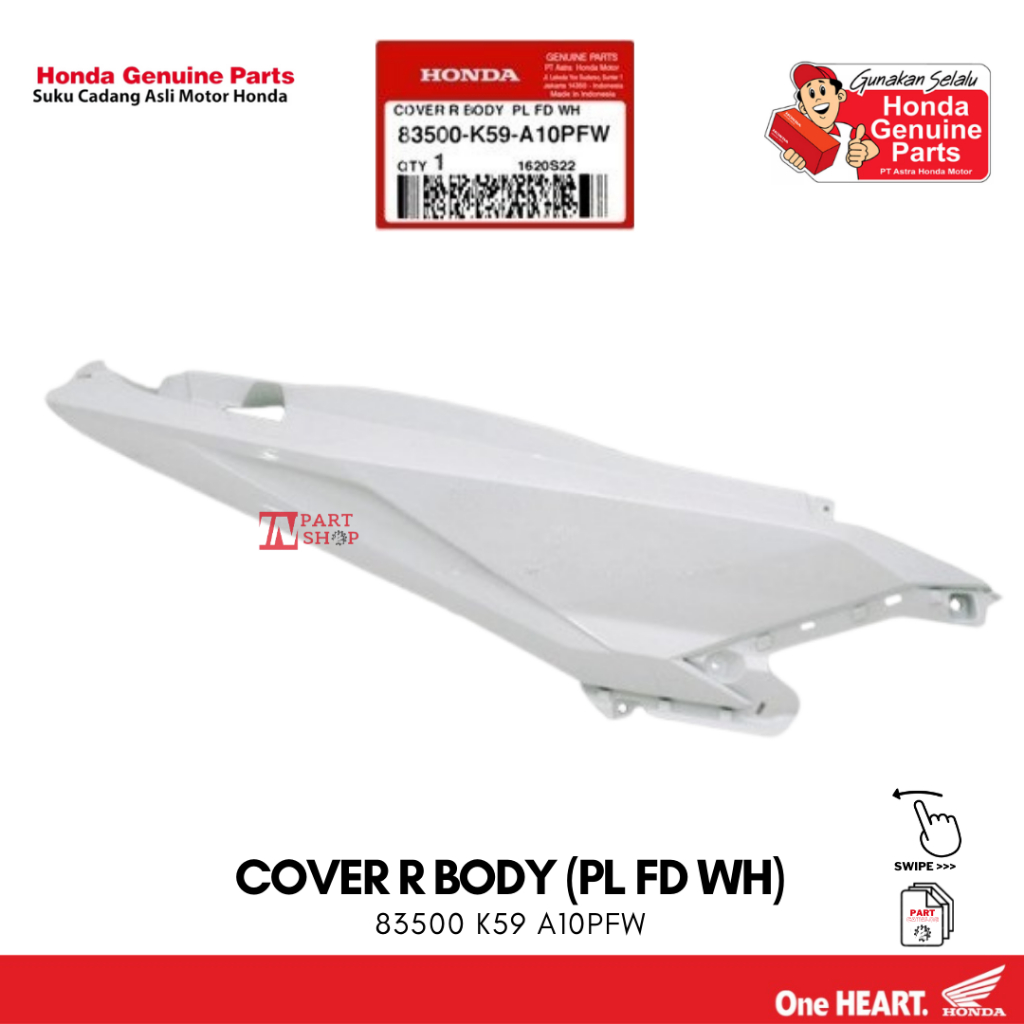 Cover Body Belakang Kanan Putih (Cover R Body (PL FD WH)) - Vario 125 eSP K60 & 150 K59 / 83500-K59-