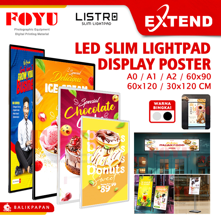 Listro LED Menu Slim Light Pad A2 A1 A0 60x90 30x120 60x120 cm Neon Box Display Sign Board Cafe Wall