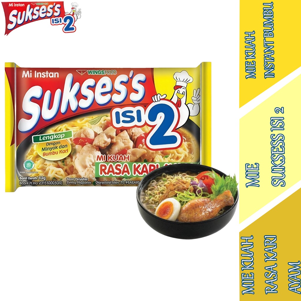 

Mie Kuah Rasa Kari Ayam - Mie Sukses Isi 2 - Mie Kuah Instant - 116gr