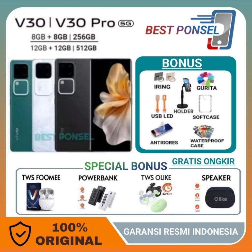 VIVO V30 PRO 5G RAM 12/512GB NFC | V30 PRO 5G 12/512GB NFC GARANSI RESMI VIVO