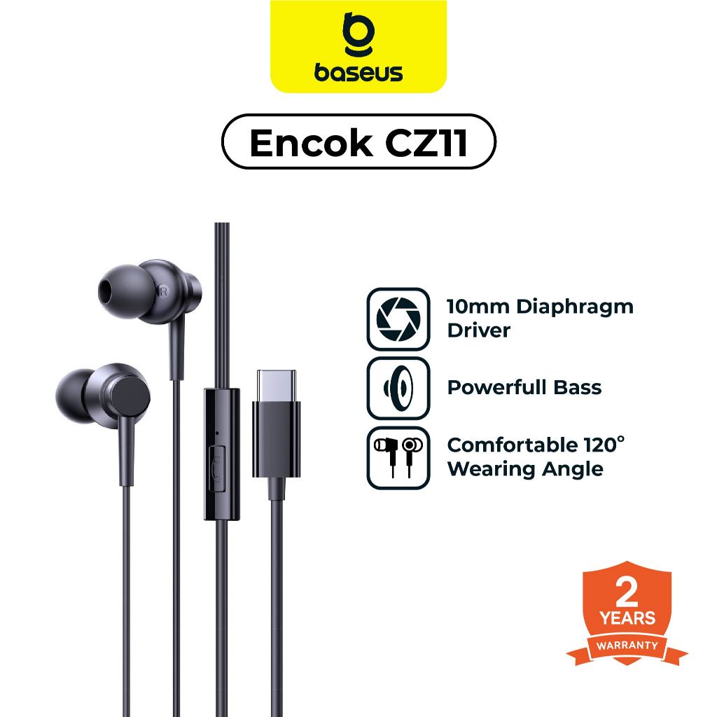 BASEUS Headset Encok CZ11 Wired Earphones 1.2M USB TYPE C - Garansi 2 Tahun