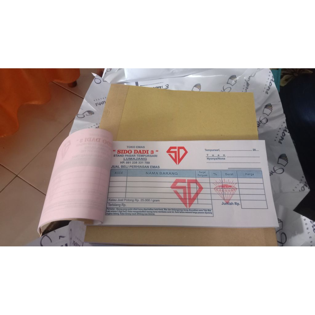 nota toko emas NCR 1/3