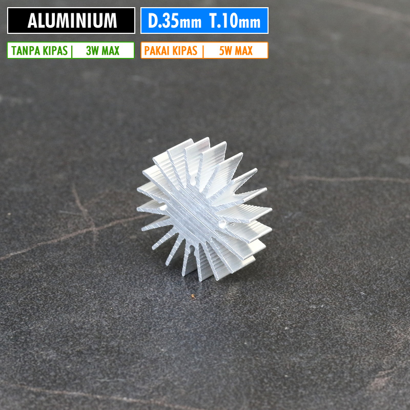 Pendingin Bulat 35mm Tebal 10mm Led 1W 3W Star Heatsink Aluminium Bintang Sirip DIY Pendingin Mata L