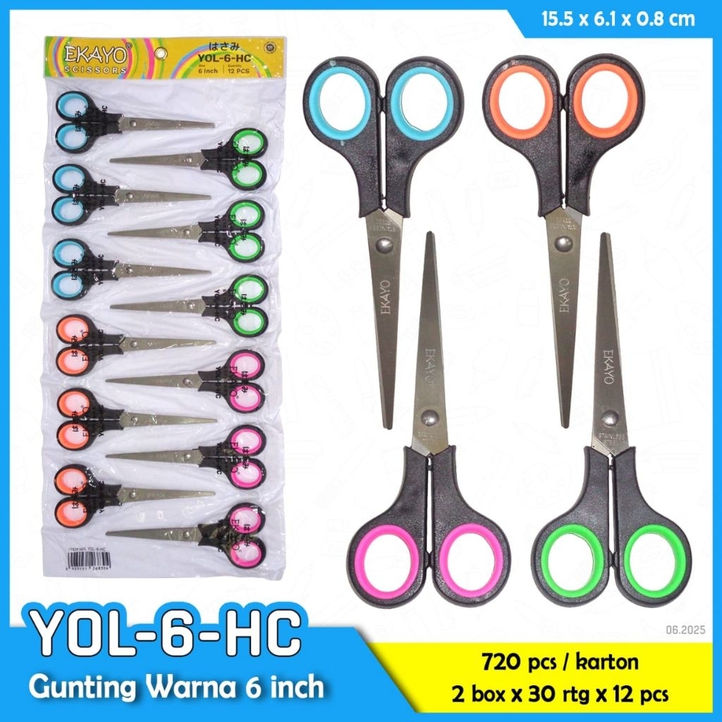 

GROSIR 1Lsn(12pcs) EKAYO gunting renteng 6"(15cm) // Gunting kertas murah