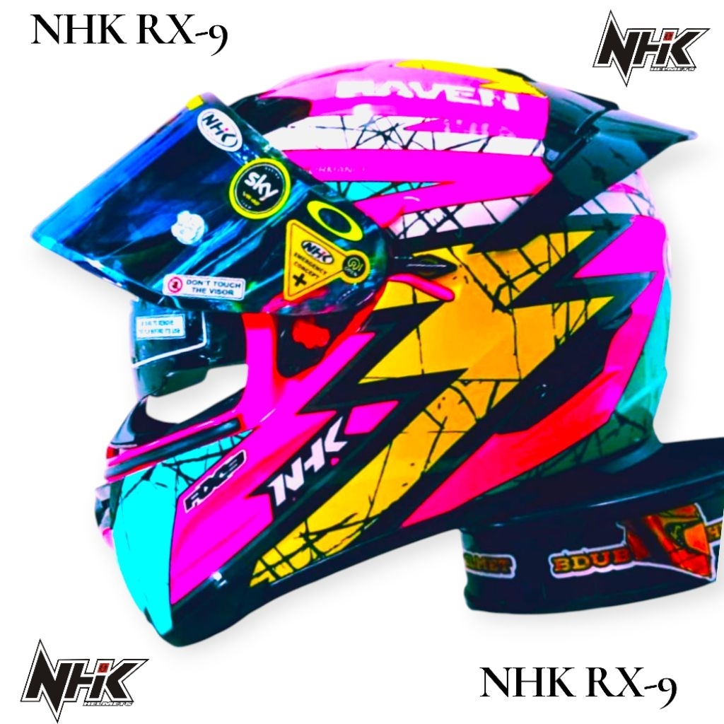Helm NHK rx9 raven blue paket ganteng