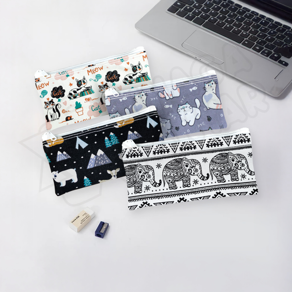 

NN Tempat Pensil Kanvas Motif Lucu / Pensil Pen Case Tempat Pulpen Alat tulis Make up Bahan Kanvas