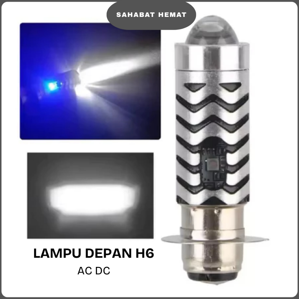 LAMPU H6 LED LASER BOHLAM MOTOR SENJA BIRU MERAH SUPER TERANG BOHLAM MOTOR DEPAN