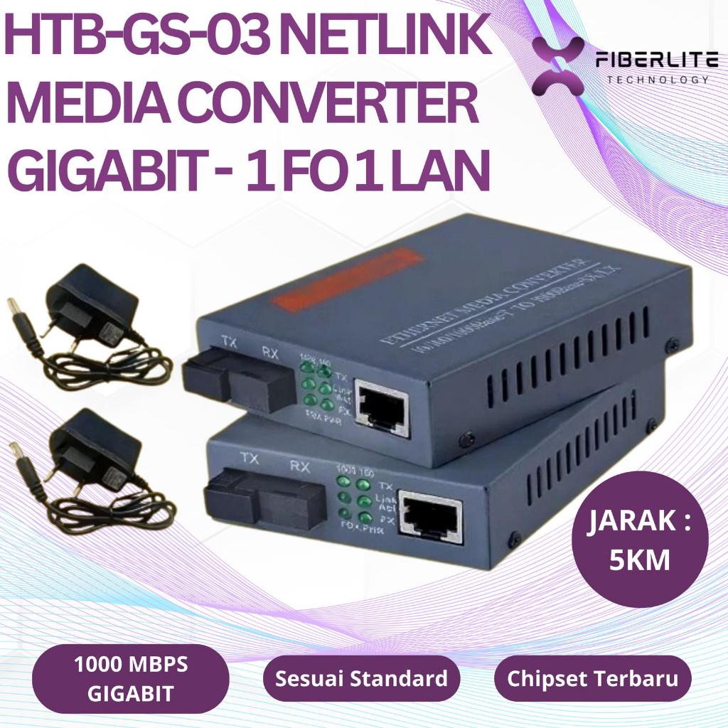 HTB-GS-03 NETLINK HTB GS 03 Media Converter Fiber Optic Gigabit Netlink 1000Mbps Single Mode Rj45 5K