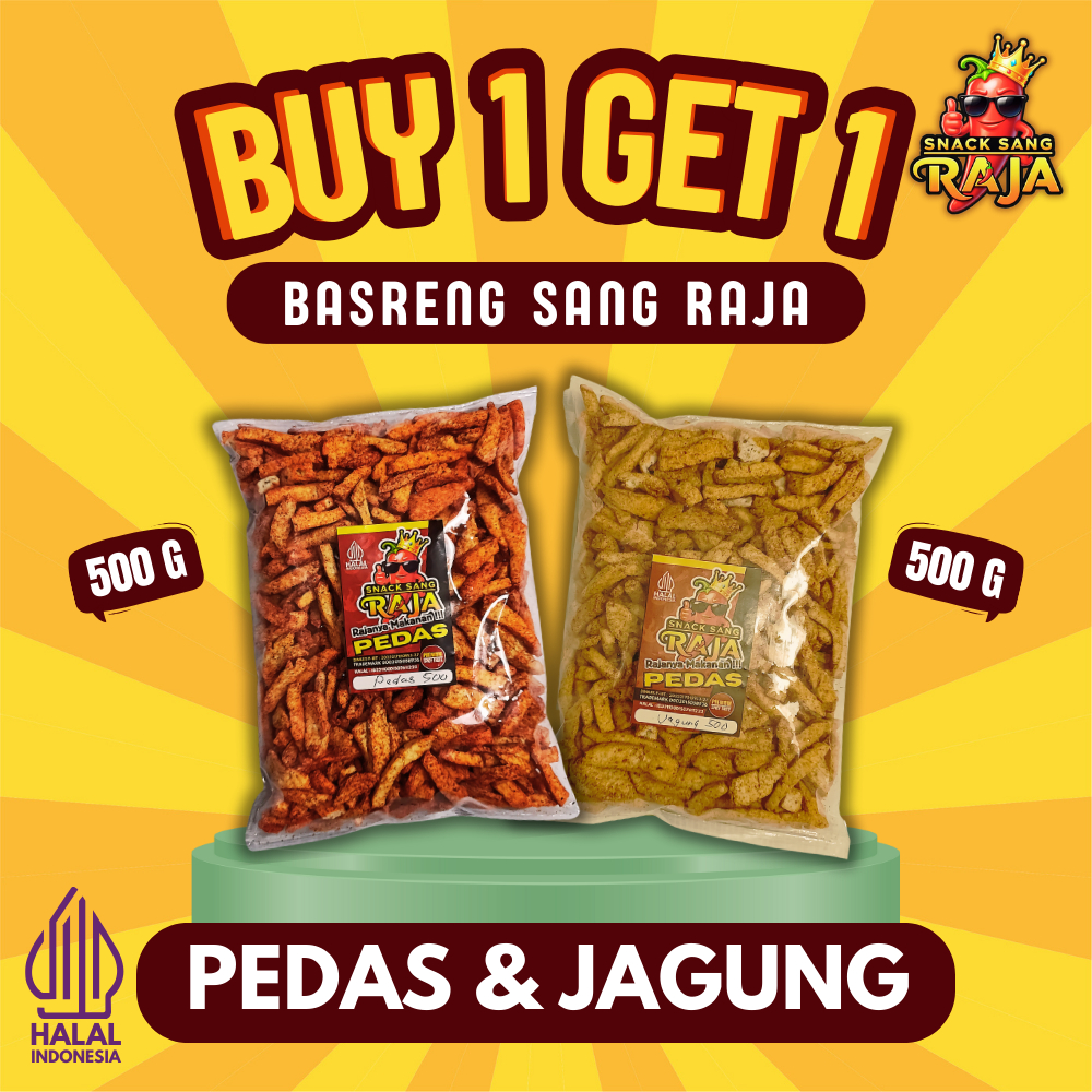 

Snack Sang RAJA - Basreng Paket Hemat Beli 1 Dapat 2 Produk Dengan Rasa Yang berbeda